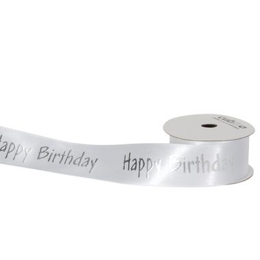 SPYK Band Cubino 25mmx3m 0163.2554 weiss-silber Happy Birthday