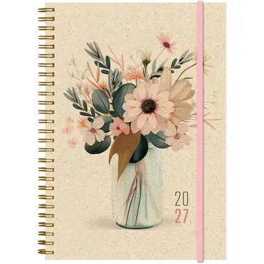 SIMPLEX Wochenagenda Graspapier 2027 40408.27 1W/2S Flower ML 14.8x21cm