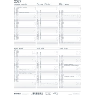BIELLA Wandkalender 2027 875406000027U 6M/1S weiss DE/FR 21x29.7cm