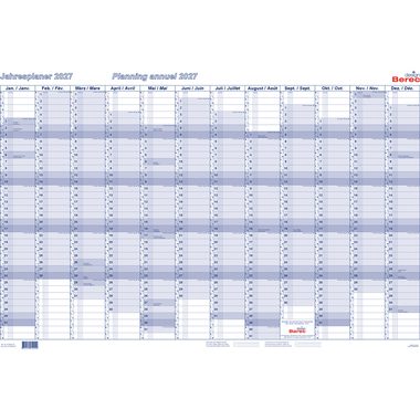 BEREC Jahresplaner quer 2027 B 5670/27 1J/1S blau 60x90cm