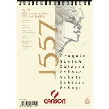 CANSON Skizzenpapier A5 4127-417 120g, weiss 50 Blatt