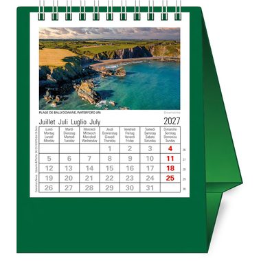 NOVOS Tischkalender Europa 2027 500084 1M/1S dunkelgrün ML 11.5x14cm