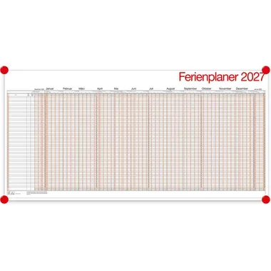 B&Uuml;HNER Ferienplaner DE 2026 UP12-CH-R-FS f&uuml;r 49 Mitarbeiter 99x49cm