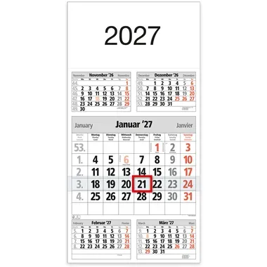 B&Uuml;HNER 5-Monatskalender 2026 M5TF-R-Block ML 30x59cm