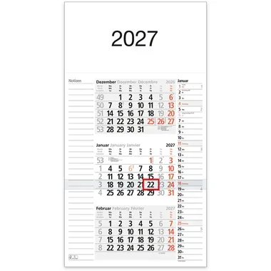 B&Uuml;HNER 3-Monatskalender 2026 M3KPNBL-R-FS ML 30x56cm