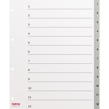 KOLMA Register LongLife XL A4 19.411.03 grau, 1-12, 4-Loch