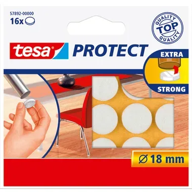 TESA Filzgleiter Protect 18mm 578920000 weiss, rund 16 St&uuml;ck