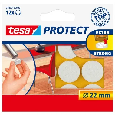 TESA Filzgleiter Protect 22mm 578930000 weiss, rund 12 St&uuml;ck
