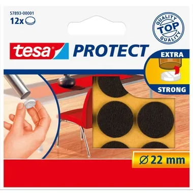 TESA Filzgleiter Protect 22mm 578930000 braun, rund 12 St&uuml;ck