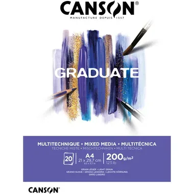 CANSON Graduate Mixed Media A4 400110377 20 Blatt, weiss, 200g