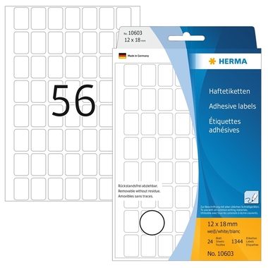 HERMA Etiketten Movables 12&times;18mm 10603 weiss, non perm. 1792 St&uuml;ck
