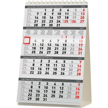 BIELLA Pultkalender Desktop 2027 887040000027U 4M/1S Delta weiss ML 12.5x20cm