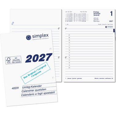 SIMPLEX Kalendarium 2027 40231.27 zu Pultkalender 12.1x17.3cm