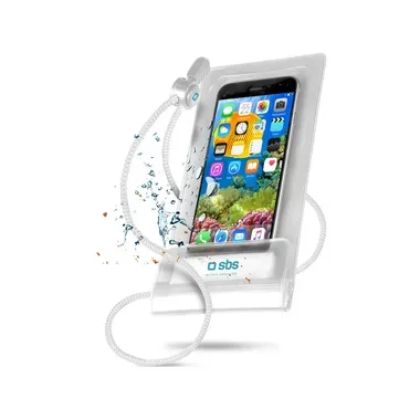 sbs mobile Cover Universal Universal Weiß Spritzwasserfest, Mit Umhängeschlaufe, Stoßfest TEWATEREASY55W