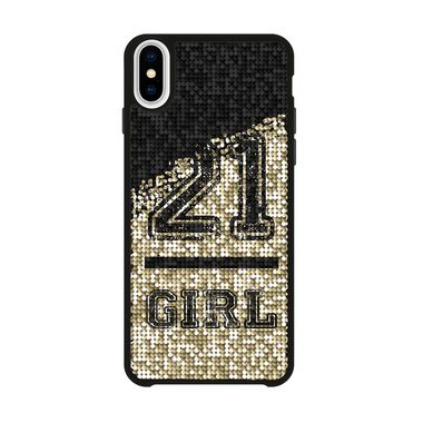 Motiv-Hülle 21 Girl mit Pailletten für iPhone XS Max