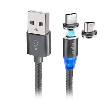 Kabel mit magnetischen Type-C- und Micro-USB-Steckern