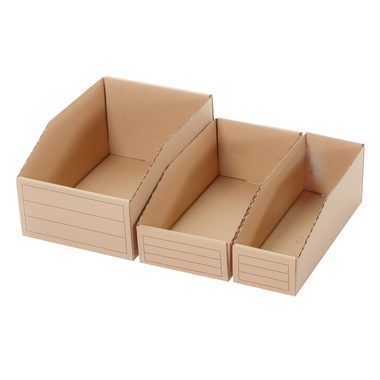 Regalkasten aus Karton mit Beschriftungsfeld in braun 278x145x107mm