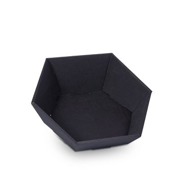 Sechseckiger Geschenkkorb in schwarz 380x340x130mm