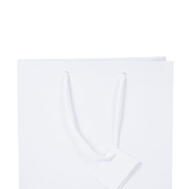 Geschenktragetasche mit Kordel in mattem weiss 230x100x270mm