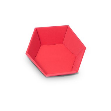 Sechseckige Geschenkkörbe mit offener Welle in rot 290x270x60mm