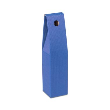 Geschenkverpackung Onda Blu mit offener Welle für 1x 0.75l Flasche mit Flaschenhöhe 330mm & Ø90mm blau