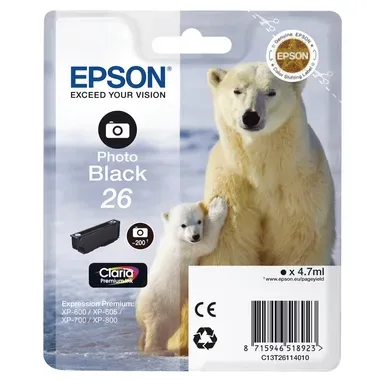 EPSON Tintenpatrone photo schwarz T261140 XP 700/800 200 Seiten