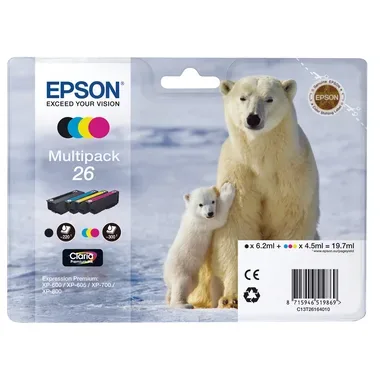 EPSON Multipack Tinte CMYBK T261640 XP 700/800 300/220 Seiten