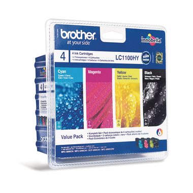 Brother LC1100HYVALBP Original Tintenpatrone LC1100HYVALBP Schwarz, cyan, magenta, gelb 4 Stück Multipack