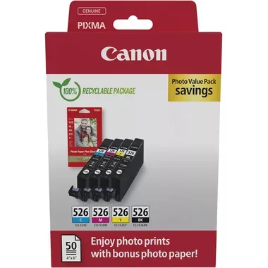 CANON Photo Value Pack CMYBK CLI-526PVP iP 4850 4x9ml,50 Bl. 10x15cm