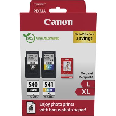 CANON Photo Value Pack L/XL CMYBK PGCL540/1 PIXMA MG2150 GP-501 50Bl.