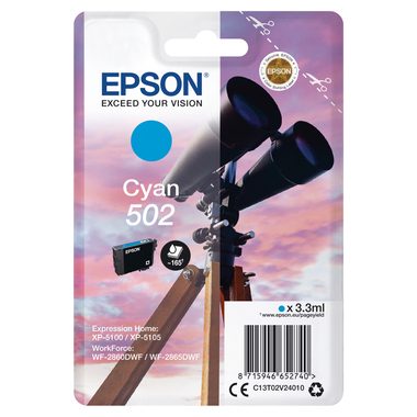 Original Tintenpatrone cyan Epson No. 502, T02V240