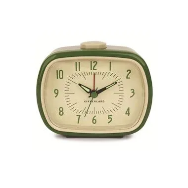 Kikkerland Klassischer Wecker Grün/Beige