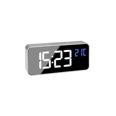 TFA Dostmann 60.2032.54 Quarz Wecker Silber Alarmzeiten 2 Großes Display, Extra lauter Weckton