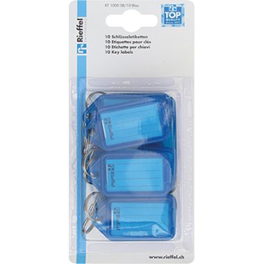 RIEFFEL Schl&uuml;sseletiketten 38x22mm KT1000SB1 blau 10 St&uuml;ck