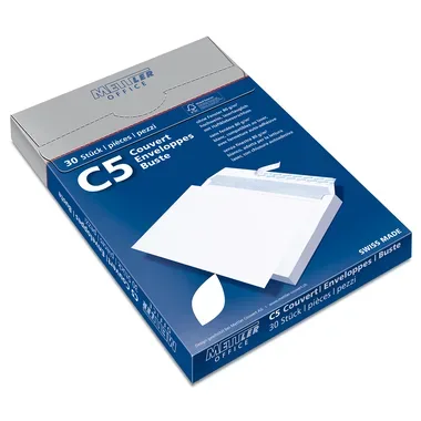 METTLER Couvert ohne Fenster C5 8066-80-S30 80g, hochweiss, Kleber 30 Stk.