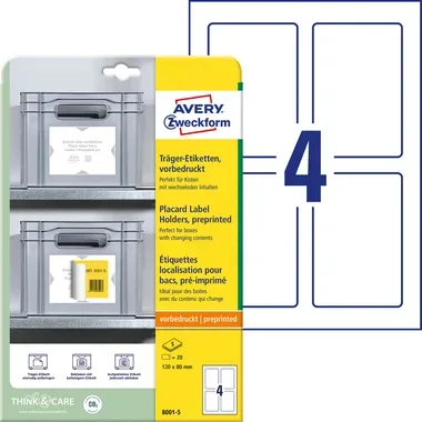 AVERY ZWECKFORM Tr&auml;ger-Etiketten 120x80mm 8001-5 hellgrau 20 Stk./5 Blatt