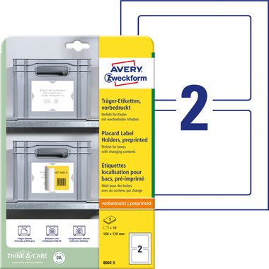 AVERY ZWECKFORM Tr&auml;ger-Etiketten 160x120mm 8002-5 hellgrau 10 Stk./5 Blatt
