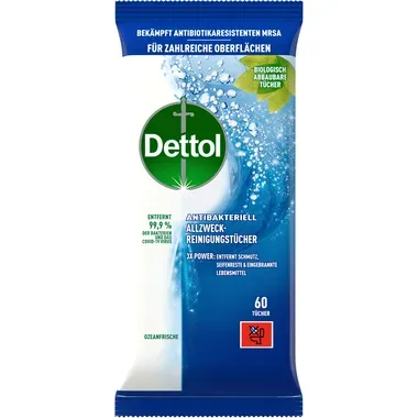 DETTOL Allzweck-Reinigungst&uuml;cher 3251349 Ozeanfrische 66 St&uuml;ck
