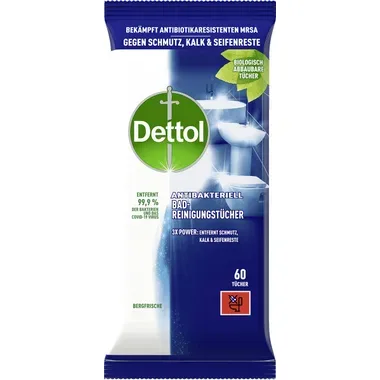DETTOL Bad-Reinigungst&uuml;cher 3193975 Bergfrische 60 St&uuml;ck