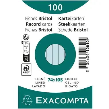 EXACOMPTA Karteikarten A7 liniert 10810SE blau 100 St&uuml;ck