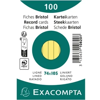 EXACOMPTA Karteikarten A7 liniert 10820SE gelb 100 St&uuml;ck