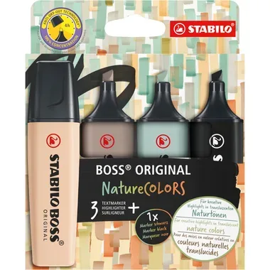 STABILO Boss Leuchtmarker Original 70/4-2-5 Nature Colors 3 + 1 schwarz