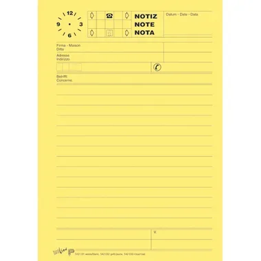 B&Uuml;ROLINE Telefonblock D/F/I A5 725265 65g, gelb 80 Blatt