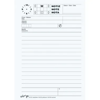 B&Uuml;ROLINE Telefonblock D/F/I A5 725266 65g, weiss 80 Blatt