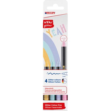 EDDING Fasermaler 1200 4-1200-4-3 Glitzer E-4 Pastell 4 St&uuml;ck