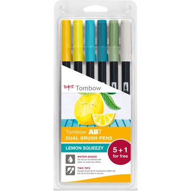 TOMBOW Dual Brush Pen ABT ABT-6PLEMON Lemon Squeezy 6 St&uuml;ck