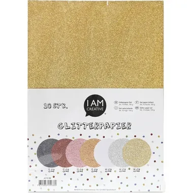 I AM CREATIVE Glitterpapier A4 4070.99 multicolor, 100g 10 St&uuml;ck