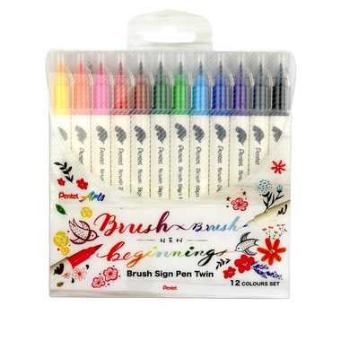 PENTEL Brush Sign Pen Set SESW30C-12 Twin, 12 Farben