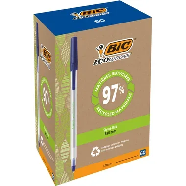 BIC Ecolutions Kugelschreiber Blau Mittel 0.4 mm Recycelt 74% 60 Stück