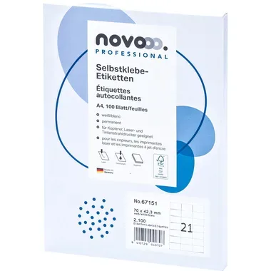 NOVOOO Etiketten 70x42.3mm 67151 weiss 2100 St&uuml;ck